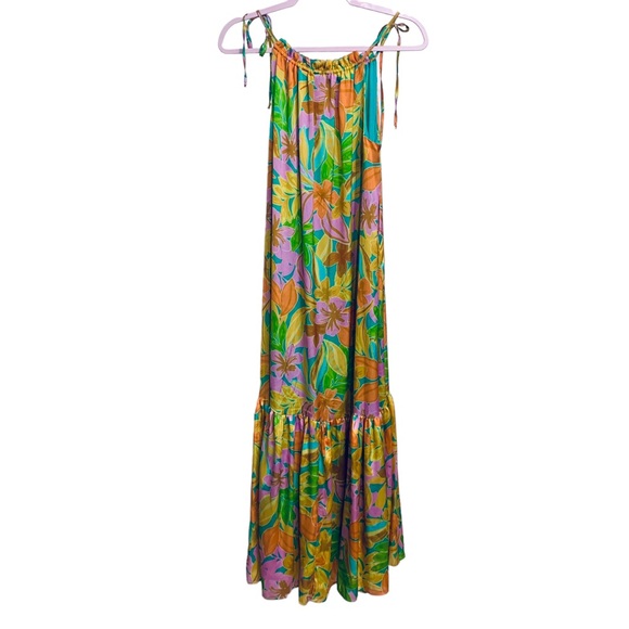 LAROQUE SULLIVAN DRESS IN MALIBU FLORAL COLORFUL SLEEVELESS PULLOVER MAXI DRESS - Picture 14 of 15